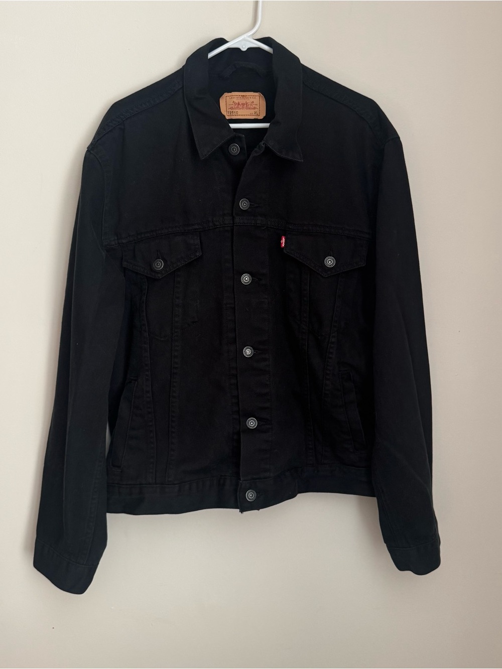 Levi’s Black Denim Trucker Jacket Men’s XL Button Front Classic Jean Coat